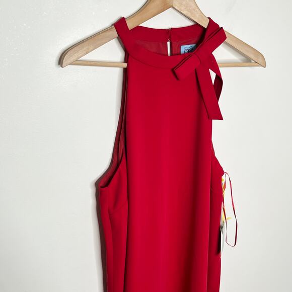Cece Womens Halter Neck Bow Shift Dress 14 Red Cocktail Holiday Party Christmas - Picture 4 of 13